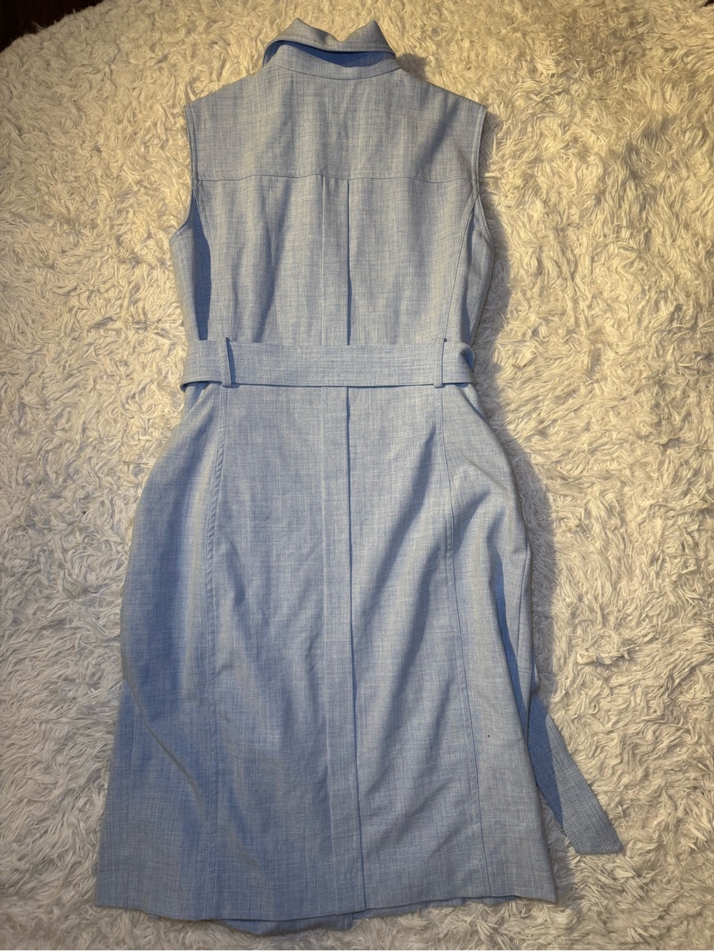 Calvin Klein Light Blue Sleeveless Zip-Front Belted Midi Dress - Picture 8 of 10